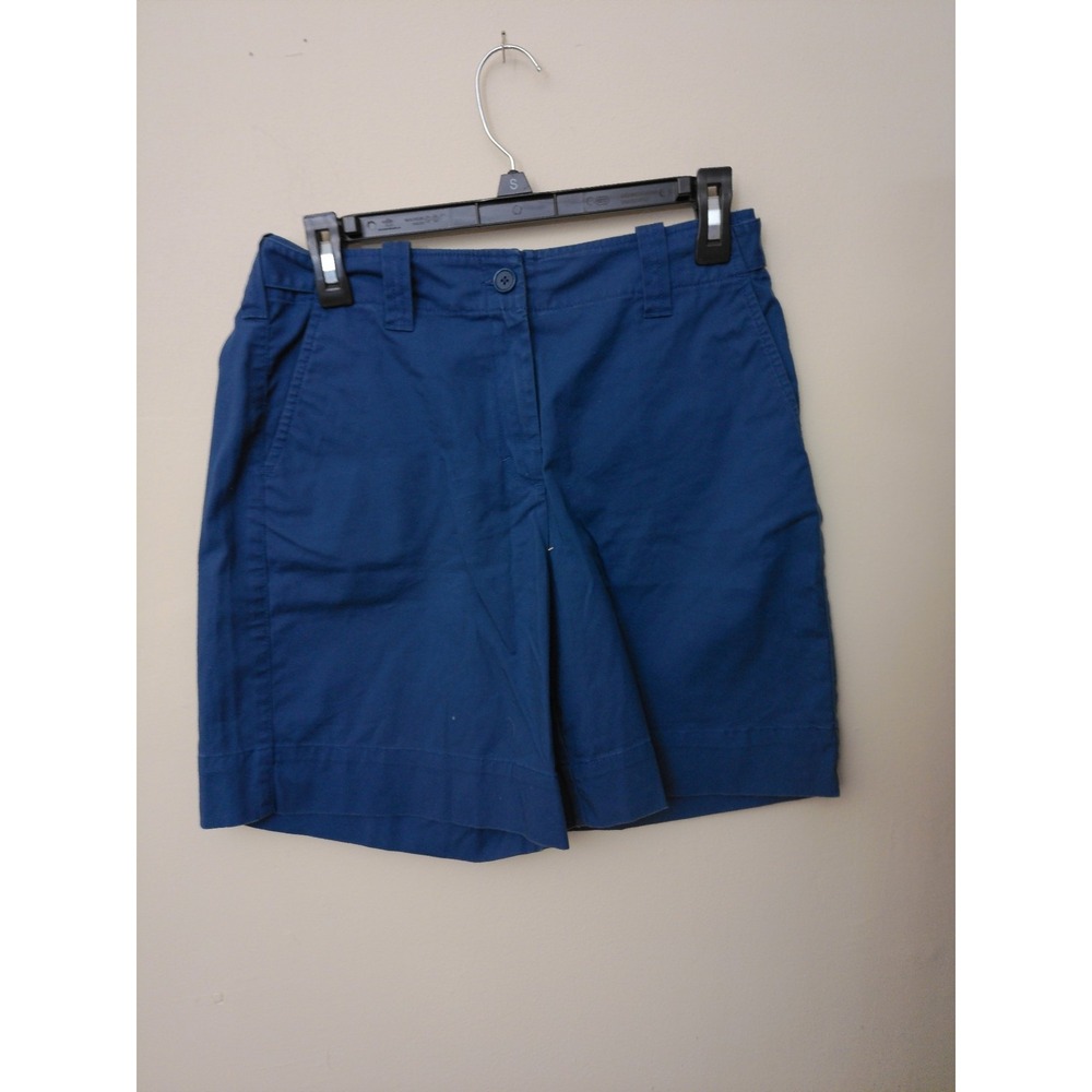 Talbots Shorts Womens Blue Size 8 Cotton Stretch Chino Flat Front Casual